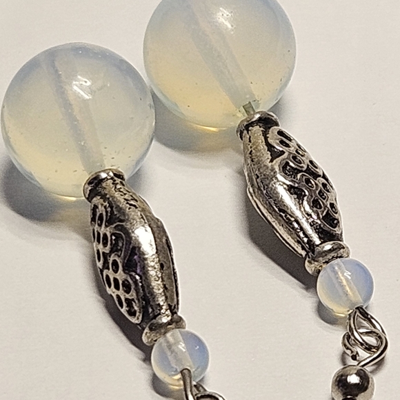 Handmade Opalite Beaded Earrings - Picture 5 of 6
